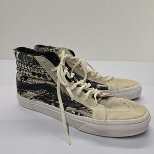 Vans Sk8-Hi Reissue Suede Woven Geometric Sneakers Tan Black Women 9 Men 7.5